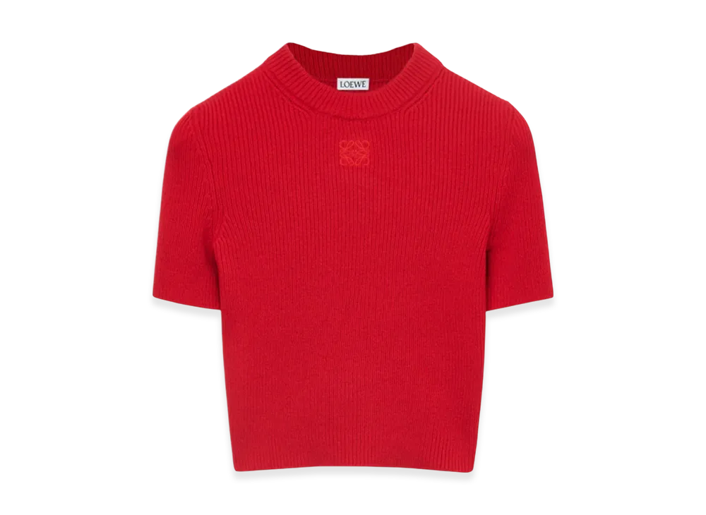 LOEWE Women's Cropped Sweater in Cashmere "Red"