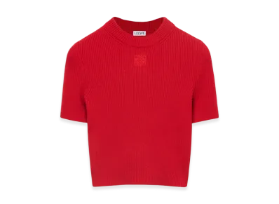 LOEWE Women's Cropped Sweater in Cashmere "Red"