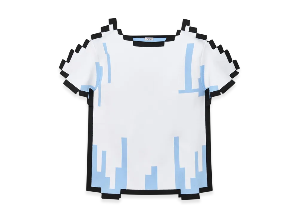 LOEWE Women's Pixelated Top in Technical Knit "White"