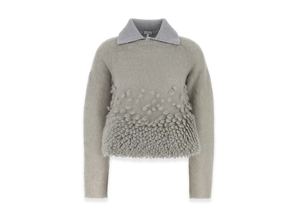 LOEWE Women's Mohair Blend Polo Shirt "Grey"