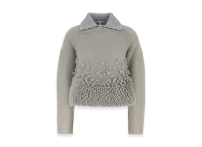 LOEWE Women's Mohair Blend Polo Shirt "Grey"