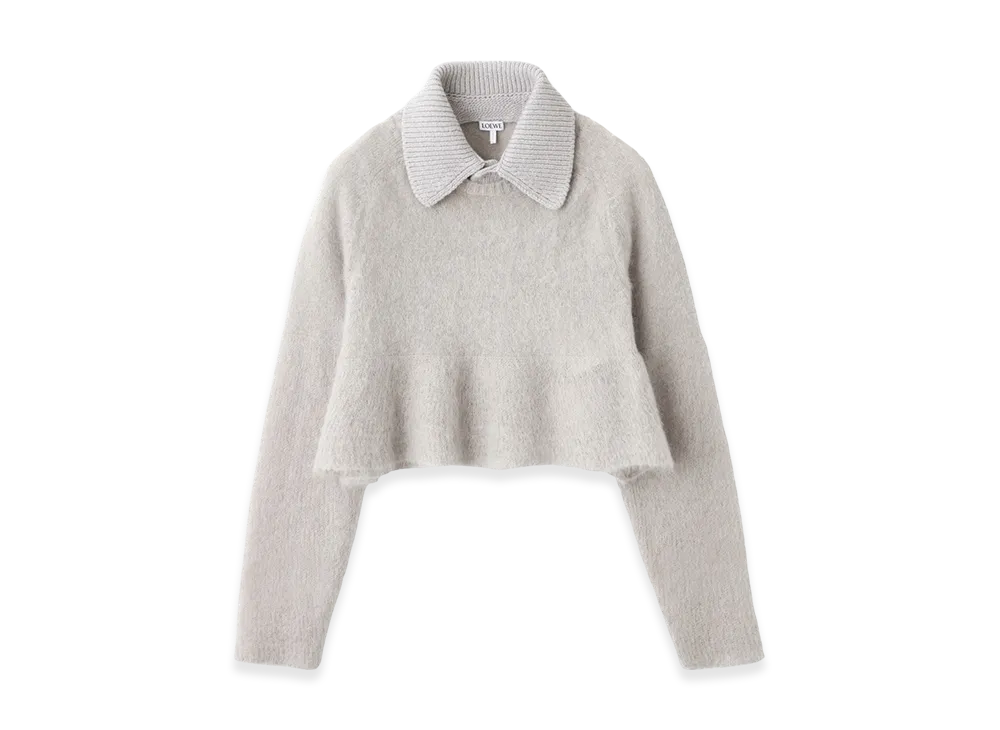 LOEWE Women's Knit Polo Sweater "Grey"