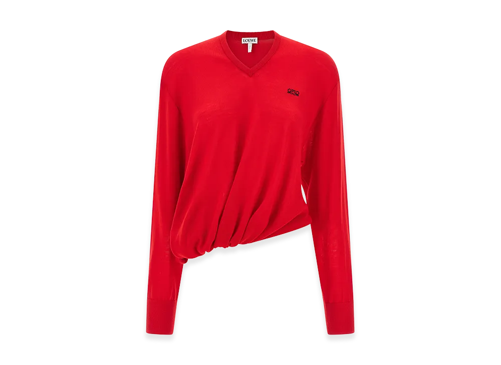 LOEWE Women's Asymmetrical Cut Sweater "Red"
