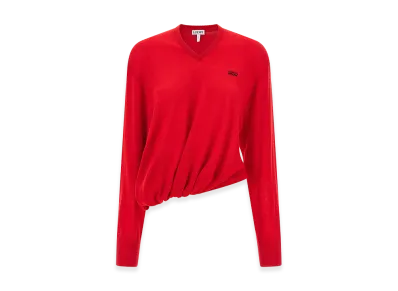 LOEWE Women's Asymmetrical Cut Sweater "Red"