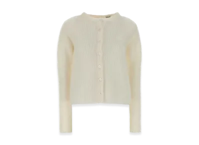 LOEWE Women's Ivory Stretch Mohair Blend Cardigan "White"