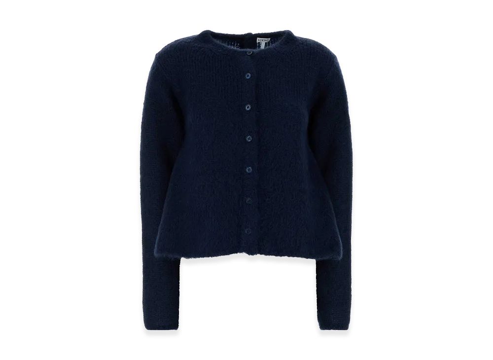 LOEWE Women's Stretch Mohair Blend Cardigan "Navy Blue"