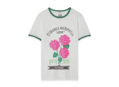 LOEWE Women's Flower T-Shirt in Cotton Jersey "White/Green/Pink"