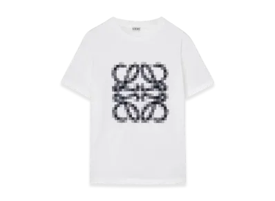 LOEWE Women's Anagram Pixellated T-Shirt in Cotton Jersey "White/Black"