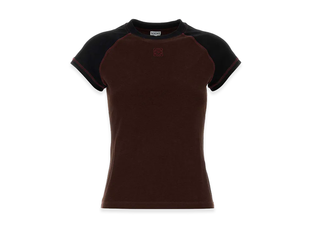 LOEWE Women's Stretch Cotton Blend Tee "Brown"