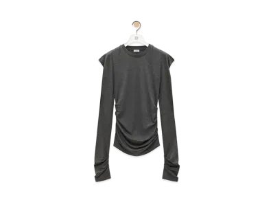 LOEWE Women's Long Sleeve Top in Viscose and Silk "Light Anthracite Melange"