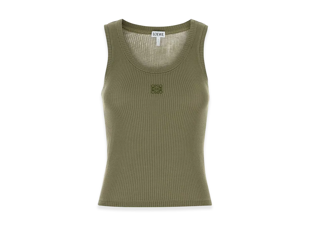 LOEWE Women's Silk Tank Top "Khaki Green"