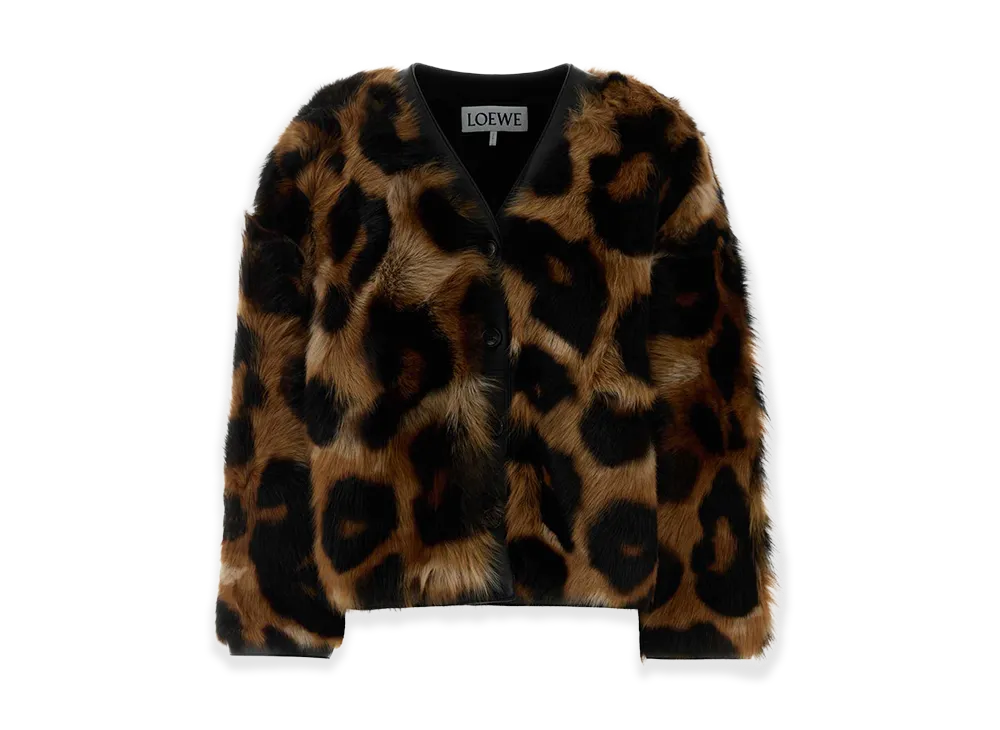 LOEWE Women's Printed Shearling Jacket "Brown"