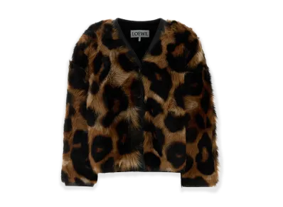 LOEWE Women's Printed Shearling Jacket "Brown"