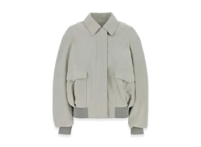LOEWE Women's Suede Jacket "Chalk"