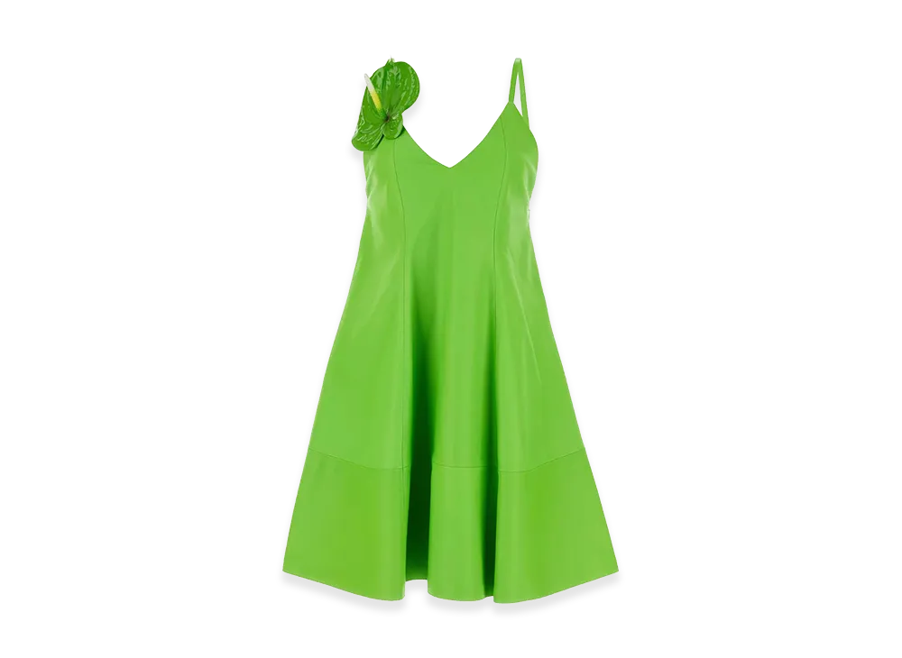 LOEWE Women's Leather Mini Dress "Fluo Green"