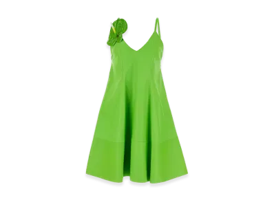 LOEWE Women's Leather Mini Dress "Fluo Green"