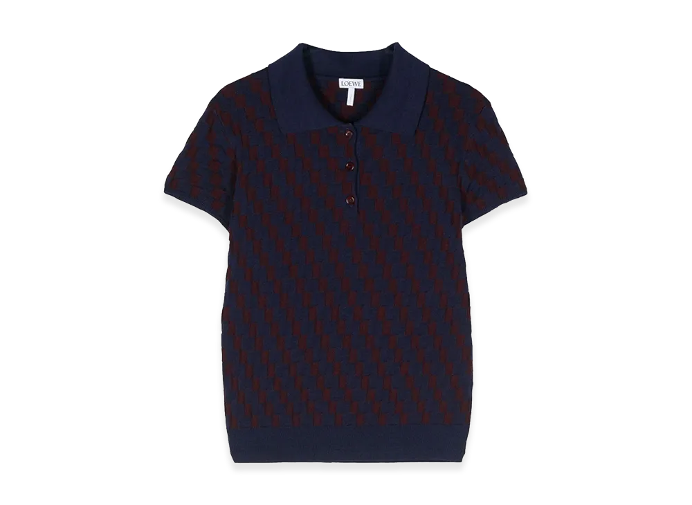 LOEWE Women's Stretch Cotton Polo Shirt "Navy"