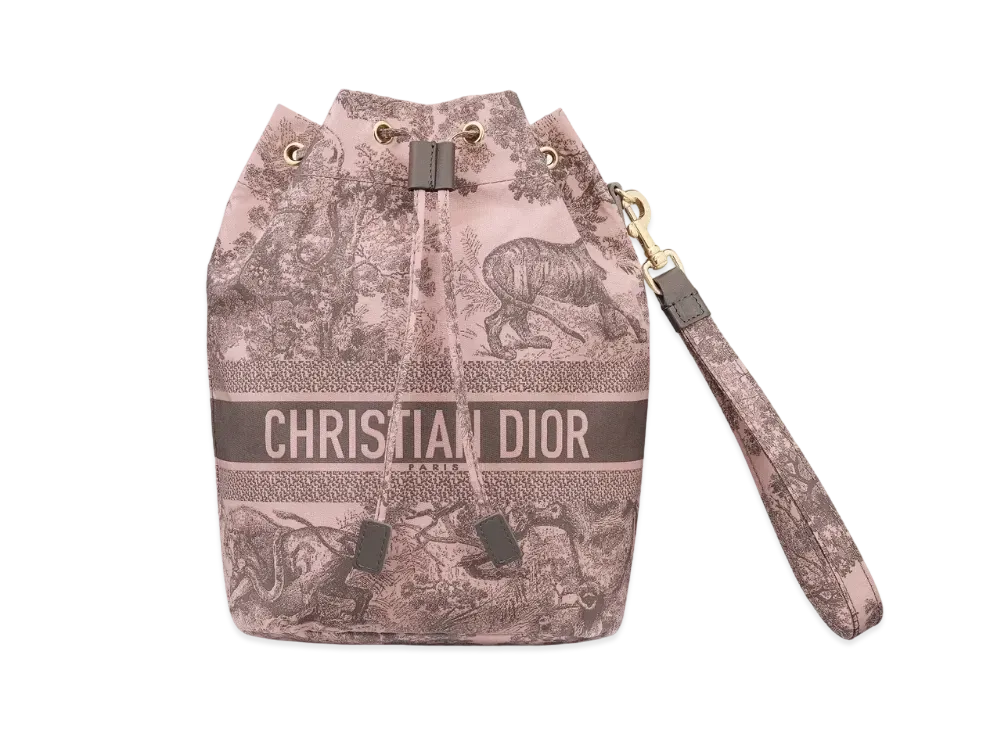 Dior Travel Pouch Toile de Jouy Sauvage Motif Technical Fabric "Gray/Pink"