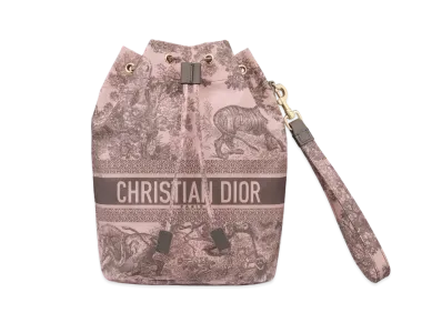 Dior Travel Pouch Toile de Jouy Sauvage Motif Technical Fabric "Gray/Pink"