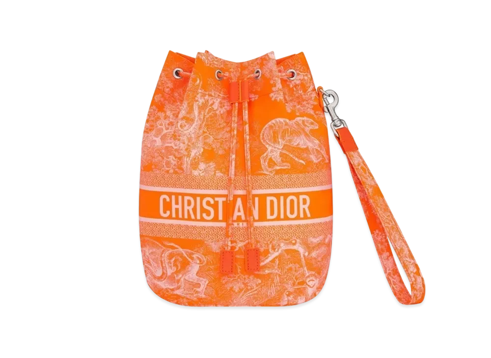 Dior Travel Pouch Fluorescent Toile De Jouy Reverse Technical Fabric "Orange"