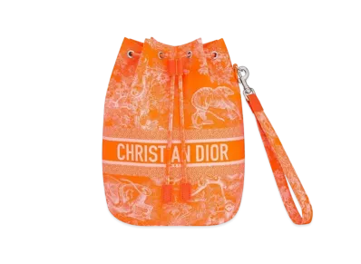 Dior Travel Pouch Fluorescent Toile De Jouy Reverse Technical Fabric "Orange"