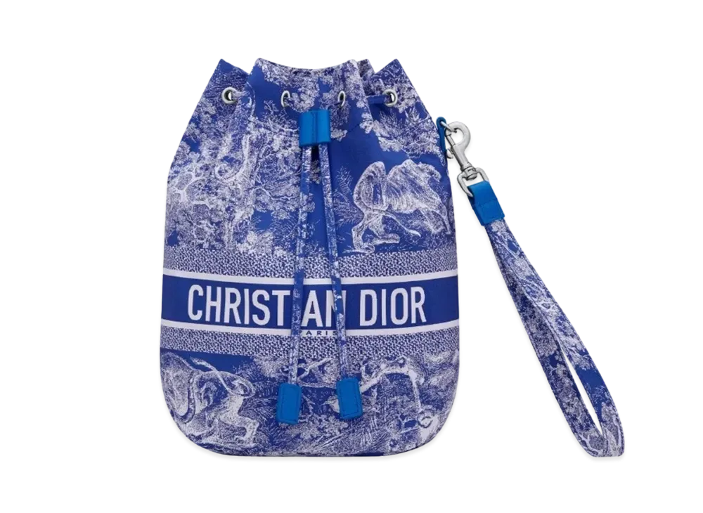 Dior Toile de Jouy Reverse Technical Fabric Travel Pouch "Fluorescent Blue"