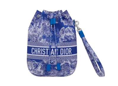 Dior Toile de Jouy Reverse Technical Fabric Travel Pouch "Fluorescent Blue"