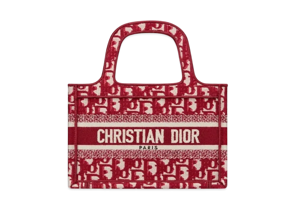 Dior Mini Book Tote Dior Oblique Embroidery "Burgundy"