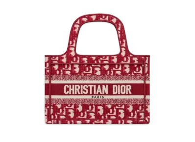 Dior Mini Book Tote Dior Oblique Embroidery "Burgundy"