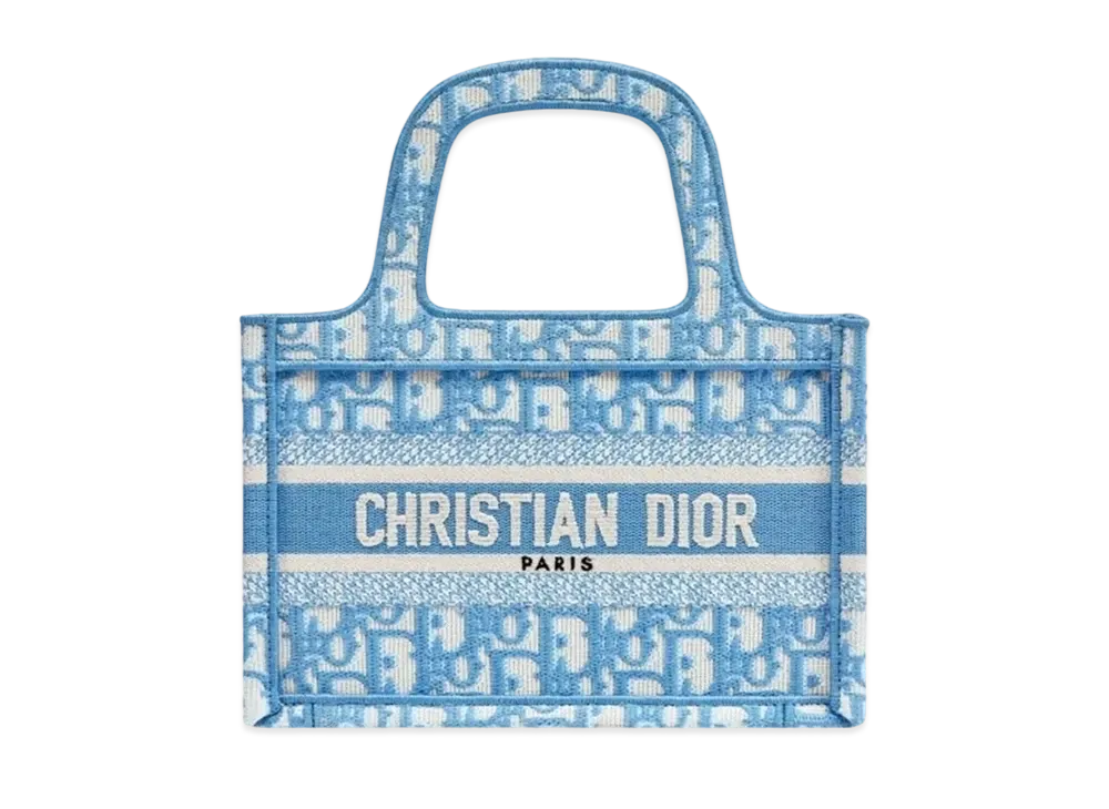 Dior Mini Book Tote Dior Oblique Embroidery "Cornflower Blue"