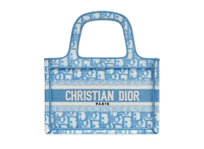 Dior Mini Book Tote Dior Oblique Embroidery "Cornflower Blue"