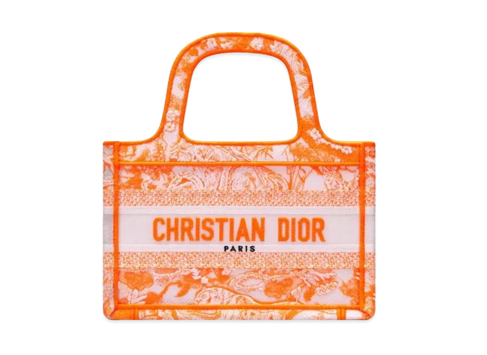 Dior Mini Book Tote Toile de Jouy Reverse Transparent Canvas "Fluorescent Orange"