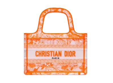 Dior Mini Book Tote Toile de Jouy Reverse Transparent Canvas "Fluorescent Orange"