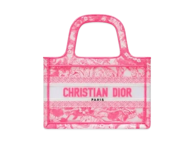 Dior Mini Book Tote Toile de Jouy Reverse Transparent Canvas "Fluorescent Pink"