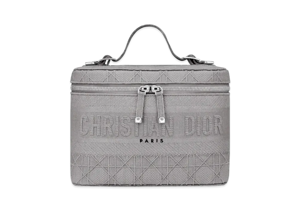 Dior Travel Vanity Case Cannage Embroidery "Light Grey"