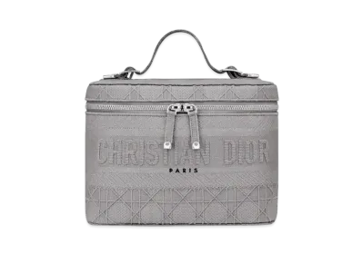 Dior Travel Vanity Case Cannage Embroidery "Light Grey"