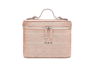 Dior Travel Vanity Case Cannage Embroidery "Bois De Rose"
