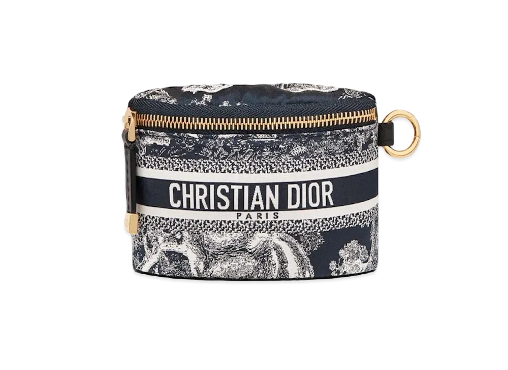 Dior Diortravel Halfmoon Zipped Coin Case "Blue"