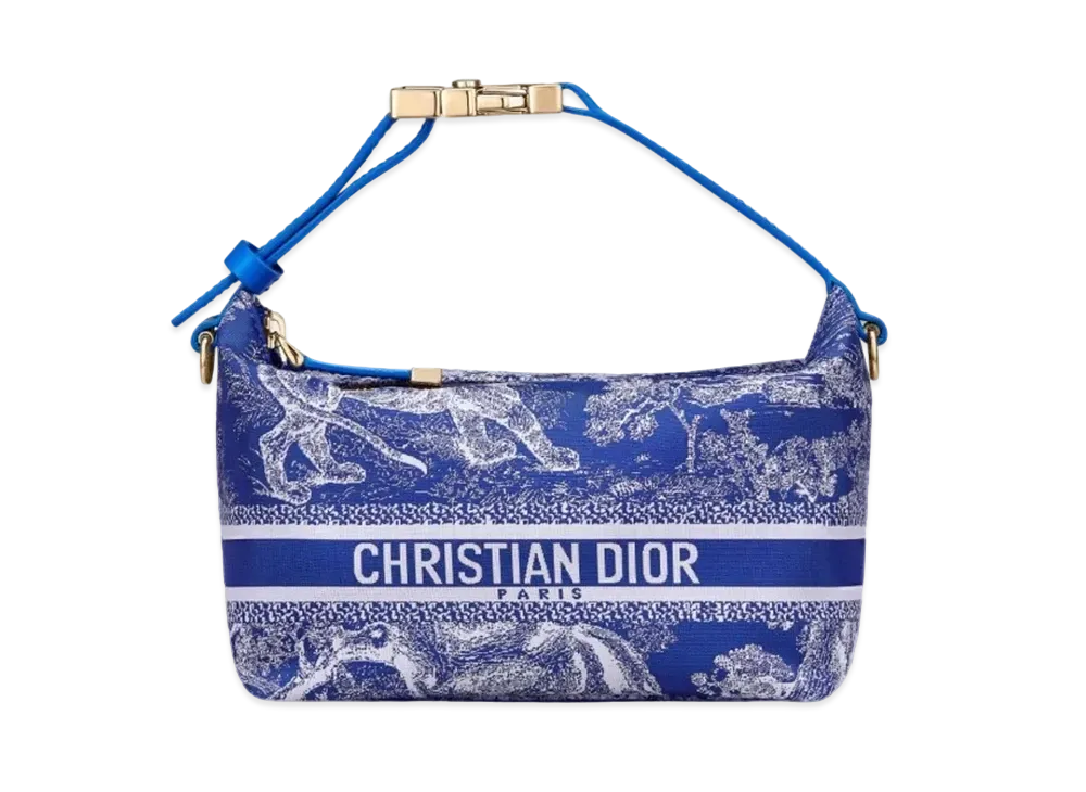 Dior Toile de Jouy Reverse Technical Fabric Travel Nomad Small Pouch "Fluorescent Blue"