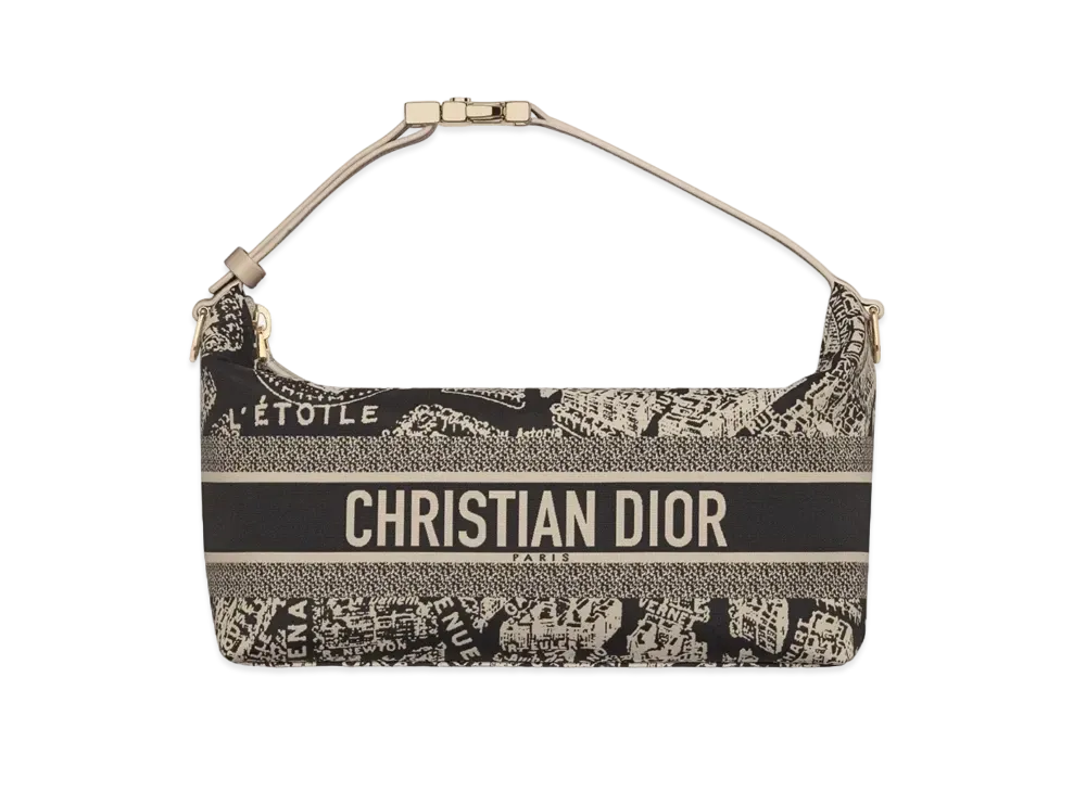 Dior Medium Travel Nomad Pouch Plan Paris Motif "Beige/Black"