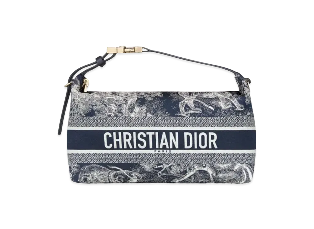 Dior Medium DiorTravel Nomad Pouch Toile de Jouy Reverse Technical Fabric "Blue"