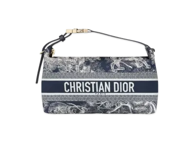 Dior Medium DiorTravel Nomad Pouch Toile de Jouy Reverse Technical Fabric "Blue"