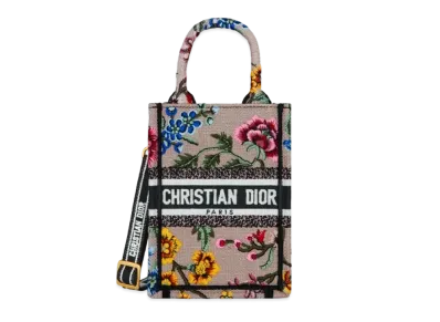 Dior Mini Dior Book Tote Phone Bag Dior Petites Fleurs Embroidery "Pink/Multicolor"