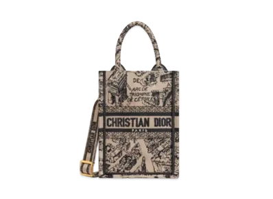 Dior Book Tote Mini Phone Bag Plan Paris "Beige/Black"