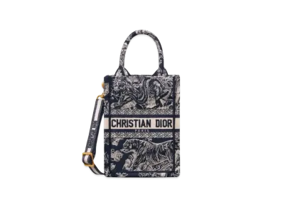 Dior Mini Dior Book Tote Phone Bag Toile De Jouy Reverse Embroidery "Blue"