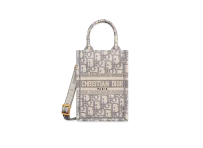 Dior Mini Dior Book Tote Phone Bag Dior Oblique Embroidery "Gray"