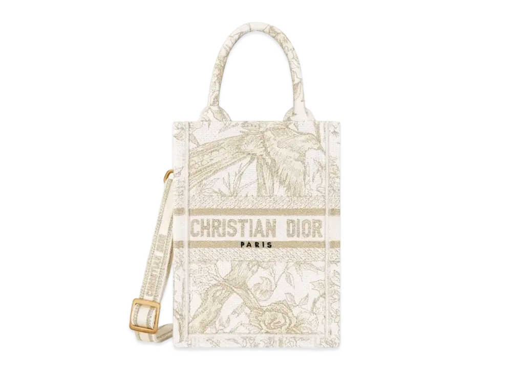 Dior Mini Book Tote Phone Bag Dior Jardin Dhiver Embroidery "Gold"