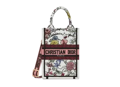 Dior Book Tote Mini Phone Bag Florilegio "White/Multicolor"