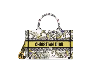 Dior Mini Dior Book Tote Embroidery with Dior Chardons Motif (21.5 x 13 x 7.5cm) "White/Yellow"