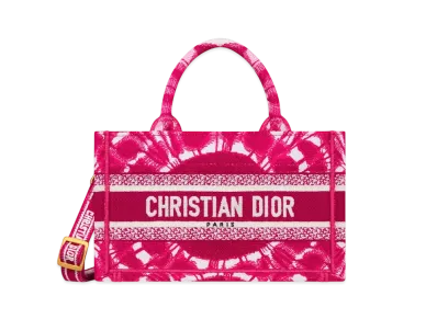 Dior Miss Dior Mini Dior Book Tote Tie & Dior Embroidery (21.5 x 13 x 7.5 cm) "Fuchsia"